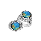 Sterling Silver Balinese Labradorite Ring With Elegant Round Shape Design